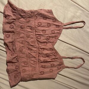 Pink Eyelet Sleeveless Top